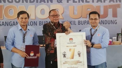 Paslon Duo Gunawan Dapat No Urut 1 Pada Pilkada Kabupaten Bandung 2024