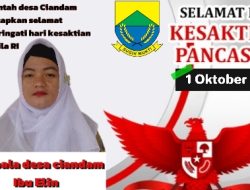 Ucapan Kepala Desa Ciandam Ibu Elin Menyampaikan Pentingnya Mengingat Hari Kesaktian Pancasila