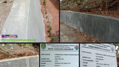 Pembangunan Tembok Penahan Tanah Diduga Ada Permainan Mark Up Anggaran Dana Desa Harapan Makmur Tahun 2025 Mencuat Ke Publik,