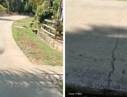 Proyek Jalan Lingkungan Desa Tanjung Alai Mutu Beton Patut Dipertahankan,Diduga di Bawah Standar Usia Dini Sudah Mengalami Retak, 