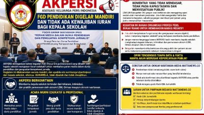 AKPERSI Tegaskan FGD Pendidikan Digelar Mandiri Dan Tidak Ada Kewajiban Iuran Bagi Kepala Sekolah