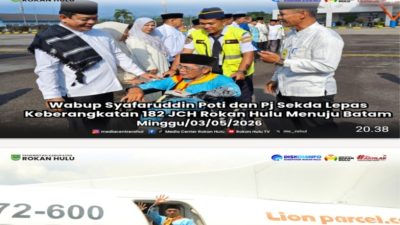 Wabup Syafaruddin Poti dan Pj Sekda Lepas Keberangkatan 182 JCH Rokan Hulu Menuju Batam