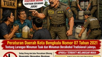 Satpol PP Kota Bengkulu Tegas Larang Perdagangan dan Konsumsi Minuman Tuak,