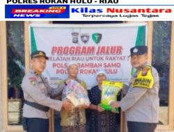 Polsek Rambah Samo Salurkan Sembako dan Edukasi Kebersihan Melalui Program JALUR, Bantu Warga Kurang Mampu di Desa Teluk Aur