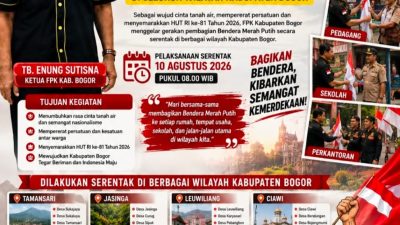 Sambut HUT RI ke-81, FPK Kabupaten Bogor Gelar Gerakan Pembagian Bendera Merah Putih Serentak