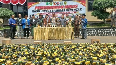 Polres Majalengka Kembali Musnahkan 5.195 Botol Miras, Wujudkan Majalengka Zero Miras.