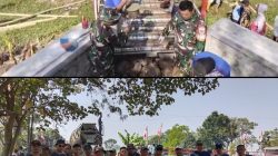 TNI dan Aliansi Solokanjeruk Semangat Gotong Royong Pengecoran Jembatan Beton Garuda Perintis
