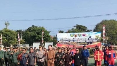DANDIM 0616/PEMKAB INDRAMAYU HADIRI APEL SIAGA TANGGAP BENCANA KARHUTLA 2026 di Mapolres Indramayu