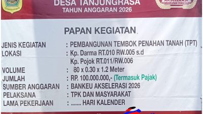 Warga Kp. Pojok Sambut Antusias Realisasi Pembangunan TPT Desa Tanjungrasa dari Bankeu 2026