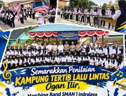 Semarakkan Penilaian Kampung Tertib Lalu Lintas Ogan Ilir, Marching Band SMAN 1 Indralaya Tampil Memukau