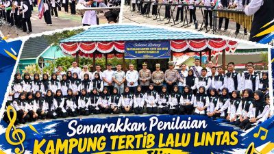 Semarakkan Penilaian Kampung Tertib Lalu Lintas Ogan Ilir, Marching Band SMAN 1 Indralaya Tampil Memukau