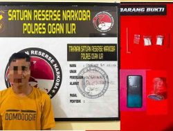 Satresnarkoba polres Ogan Ilir berhasil Amankan Pria di Tanjung Batu, Dua Paket Sabu 1,99 Gram Disita